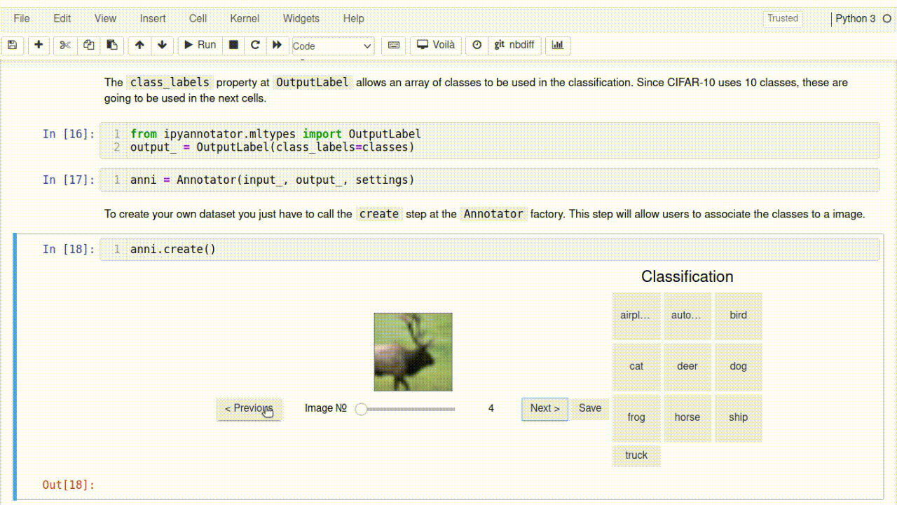 Example of image classification using CIFAR-10 dataset